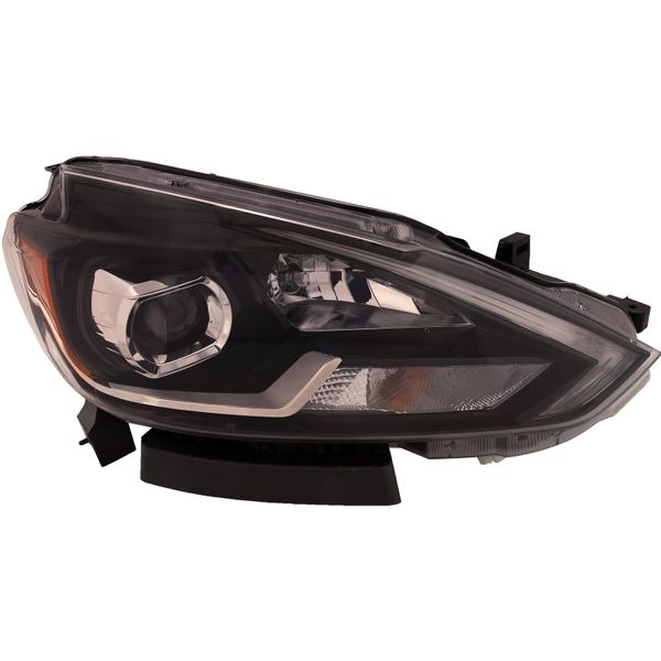 Headlight for Nissan Sentra 2018-2019 Passenger Side LED Black Housing Head Lamp