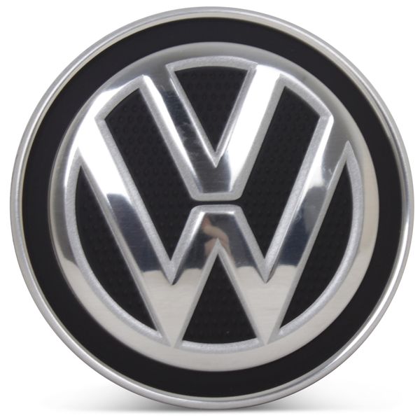 OE Genuine Volkswagen Center Cap Matte Black (Carbon Fiber) W/ Chrome Logo CAP3428