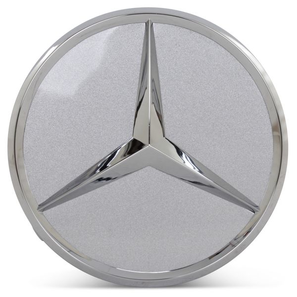 OE Genuine Mercedes Center Cap Silver W/ Chrome Logo CAP6192