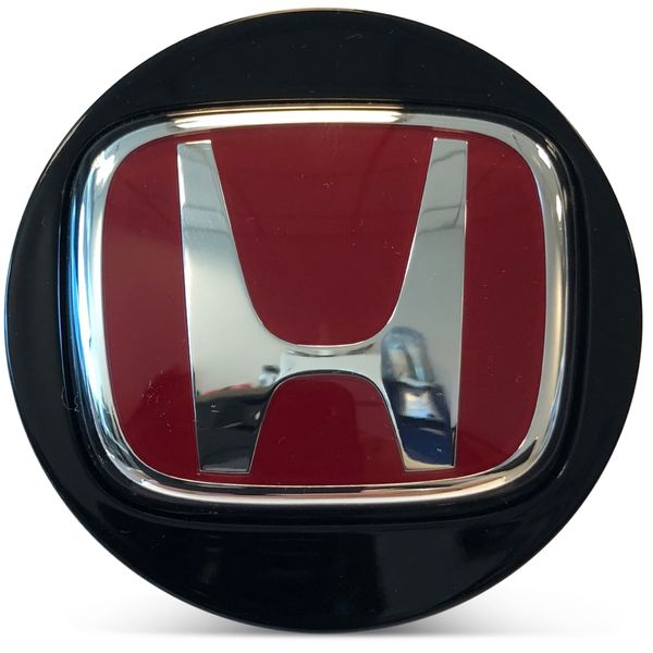 OE Genuine Honda Accord Center Cap Black with Red R Racing Circle Chrome Logo CAP6222