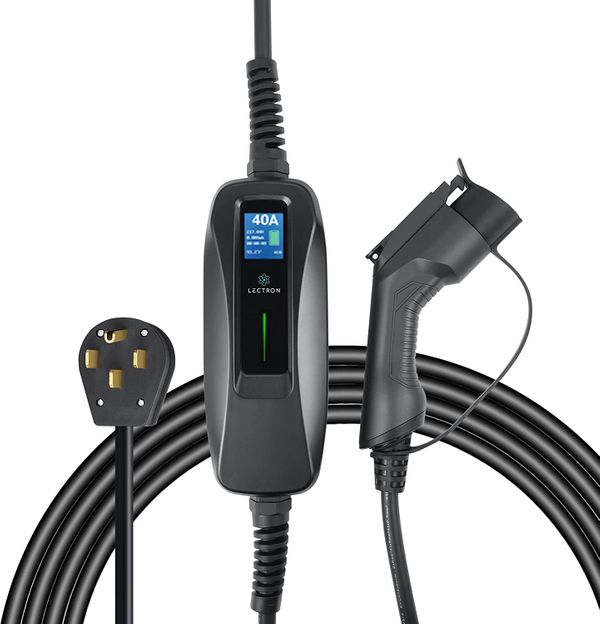 Lectron NEMA 14-50 Level 2 EV Charger - 240V 40 Amp with 15 ft Extension Cord &amp; J1772 Cable - for J1772 Evs