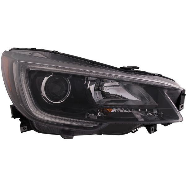 Headlight for Subaru Outback and Legacy 2018-2019 Models CAPA Certified Halogen Right Passenger Side Black Housing