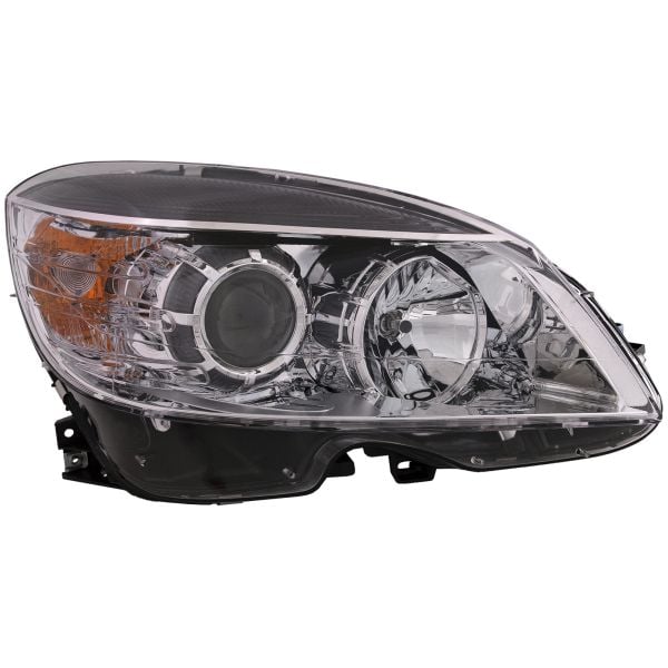 Headlight for Mercedes C-Class 2008-2011 Halogen Right Passenger Side Chrome Housing Production From 09/07