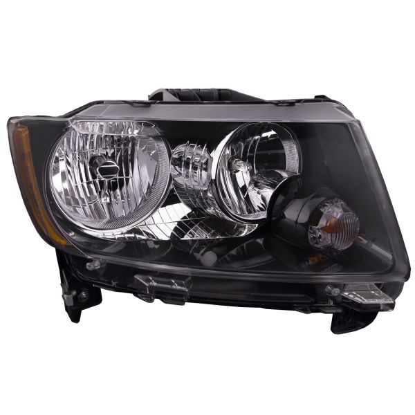 Headlight Halogen Standard Type Code LMB w/Black Trim Right Passenger Fits 2013-2017 Jeep Compass