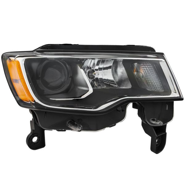 Headlight For Jeep Grand Cherokee 17-21 CAPA Certified Halogen Passenger Side Chrome Housing