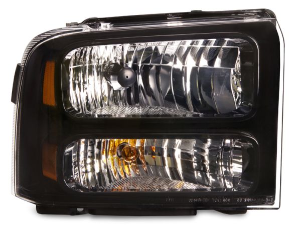 Halogen Headlight Black Housing Right Passenger Fits 2005-2007 F-250 F-350 F-450 SuperDuty Pickup Truck