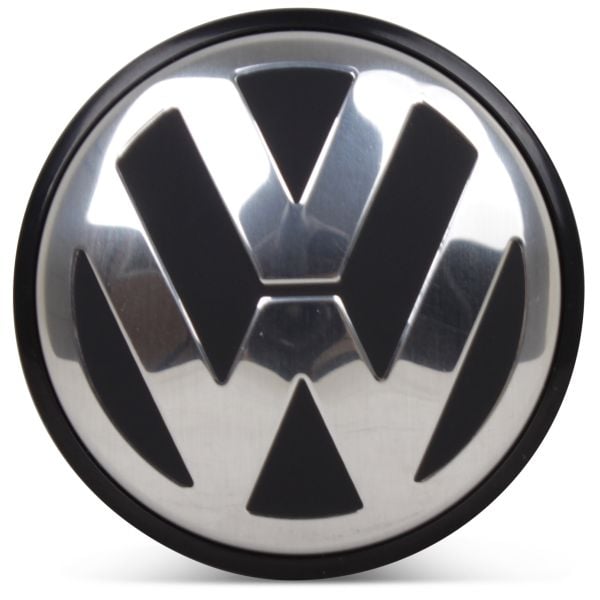 OE Genuine Volkswagen Center Cap Black W/ Chrome Logo CAP9696