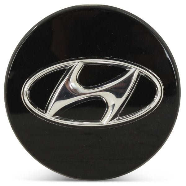 OE Genuine Hyundai Black Center Cap W/Chrome Logo CAP3000