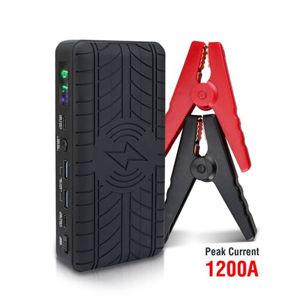 Emergency Mini Jump Starter and Type C USB BC 1.2 Phone Laptop Wireless Charger 18W 10400mAh EVA with Carrying Case